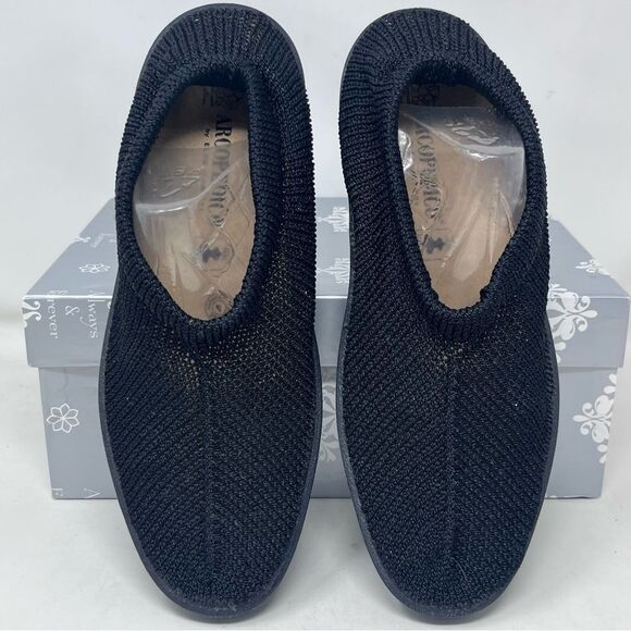 Arcopedico Black Knit Slip-On Shoes Leather insole Handmade Portugal - Picture 2 of 10